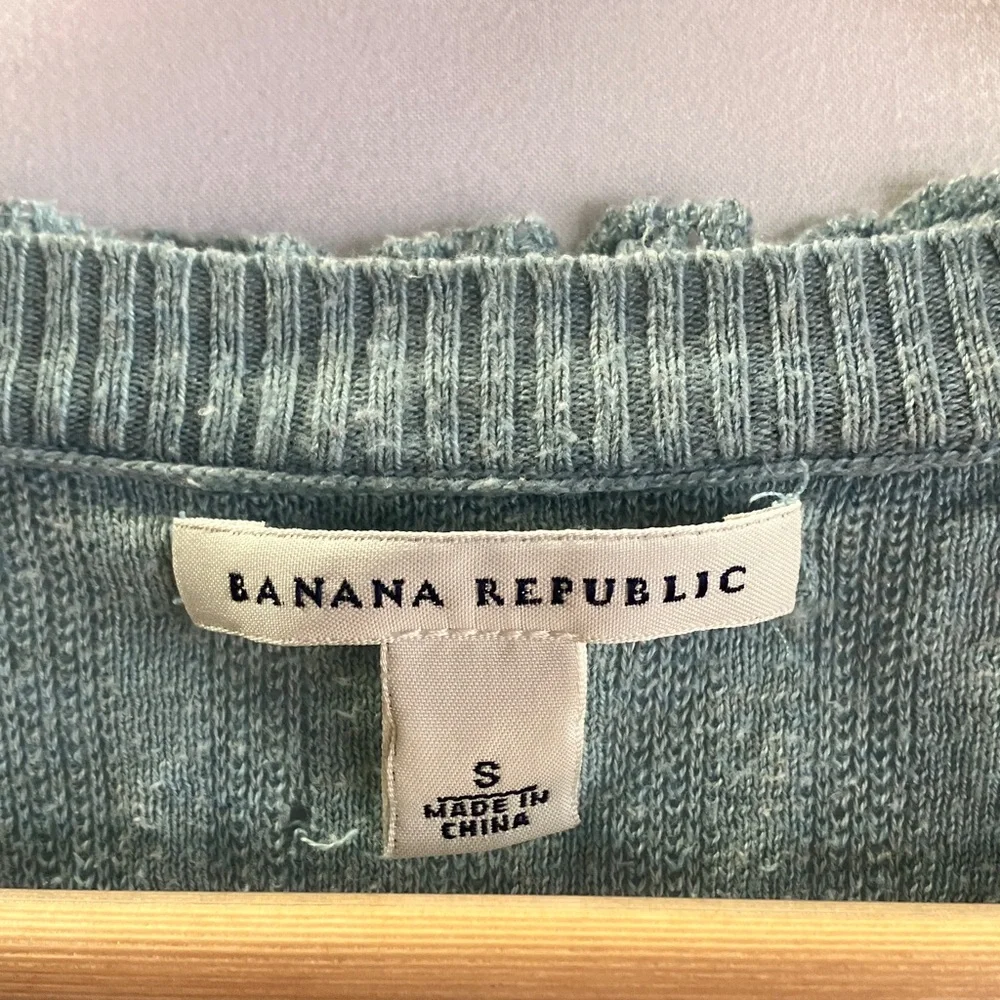 Banana Republic Women's Blue-Green Ruffle Tank Top - Picture 4 of 5
